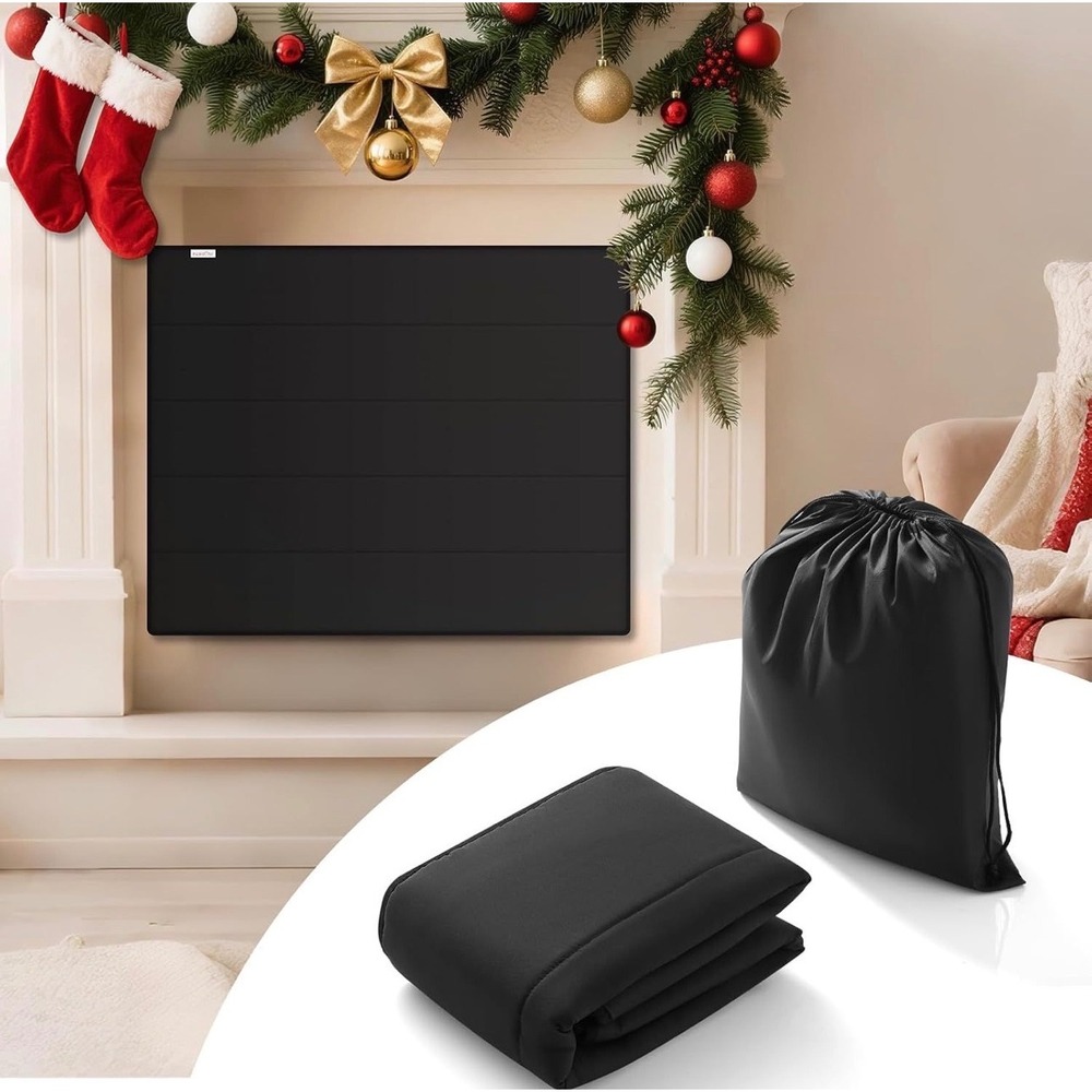Magnetic Fireplace Cover Draft Stopper Heat Loss Blocker 38x26 Inch Black